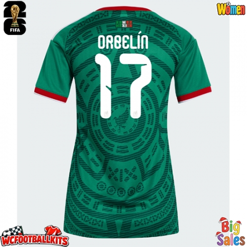 Mexico Orbelin Pineda #17 Replica Home Stadium Shirt for Women World Cup 2026 Short Sleeve